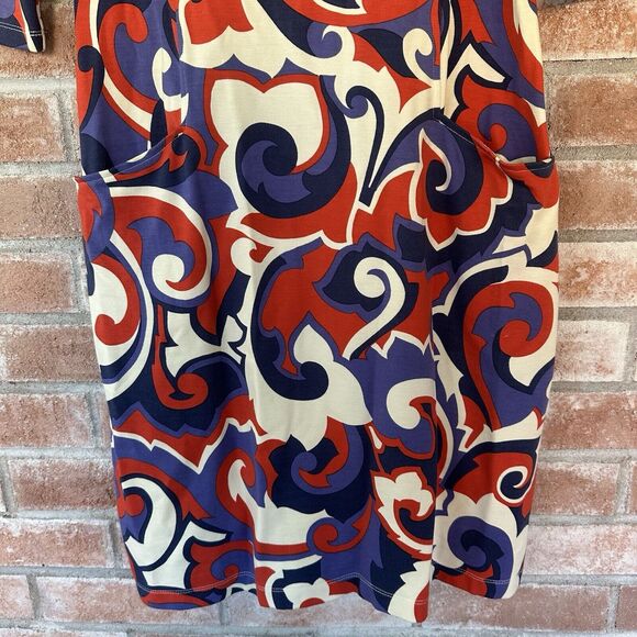 NWOT J. McLaughlin Abstract Print Midi Shift Dress Half Sleeve Pockets Small - Picture 3 of 9